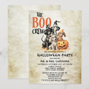 Halloween fest Scary Boo Hundar Crew Spooky Inbjudningar