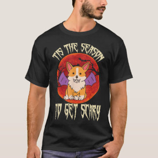 Halloween fest Scary Corgi Vampire med Fangs Hund T Shirt