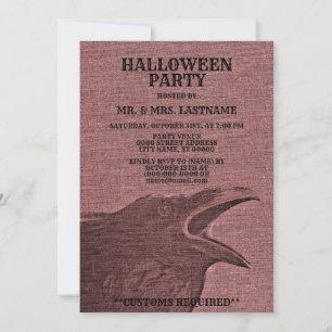 Halloween fest Scary Craw Raspberry Red Spooky Inbjudningar