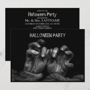 Halloween fest Scary Evil Händer Black Spooky Inbjudningar