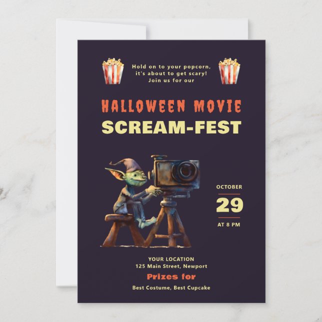 Halloween fest Scary Movies Night Skräm-Fest Inbjudningar (Framsida)
