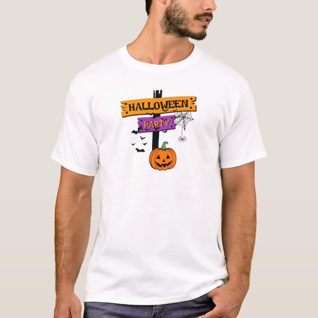 Halloween fest" Signpost & Pumpkin T Shirt (Framsida)