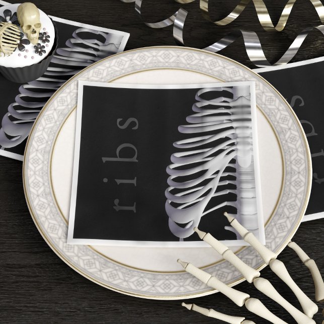 Halloween fest Skeleton Bones Rib Cage Spooky Pappersservett (Skapare uppladdad)