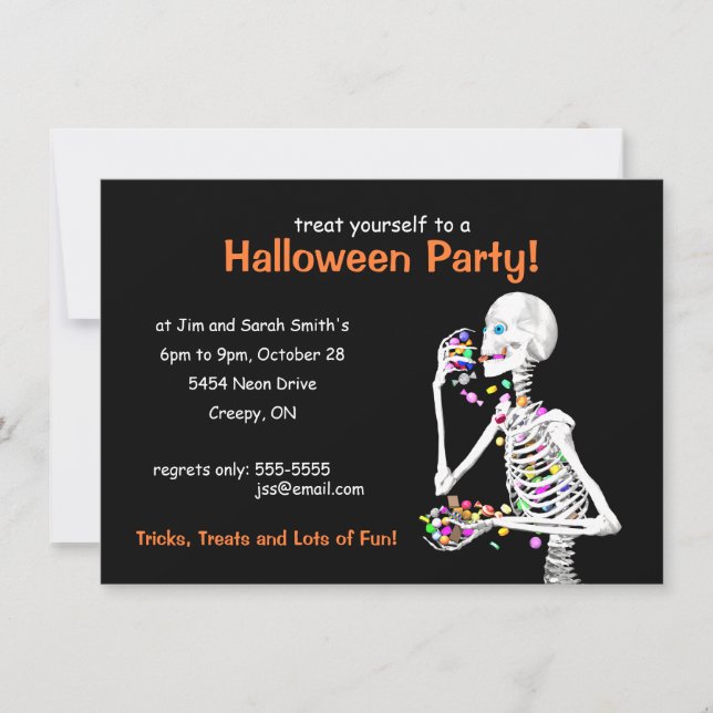 halloween fest Skeleton Inbjudningar (Framsida)