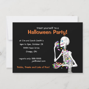 halloween fest Skeleton Inbjudningar