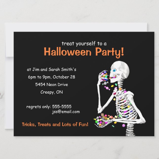 halloween fest Skeleton Inbjudningar (Framsida)