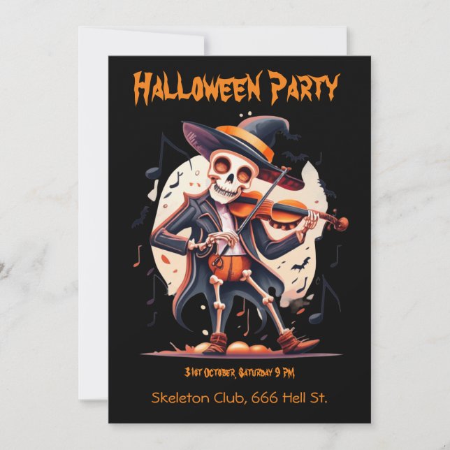 Halloween fest, Skeleton Inbjudningar (Framsida)