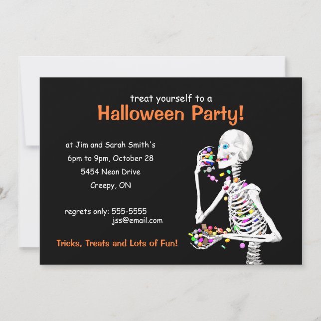Halloween fest Skeleton Inbjudningar (Framsida)