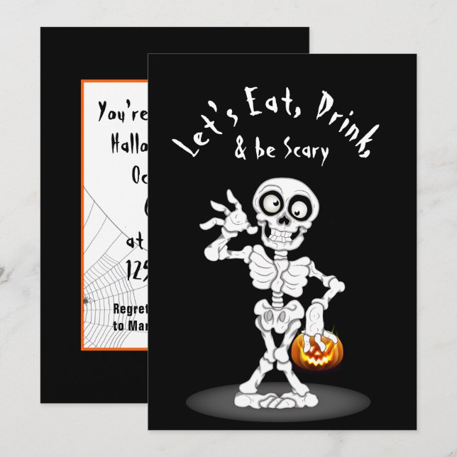 Halloween fest Skeleton Inbjudningar (Fram/baksida)