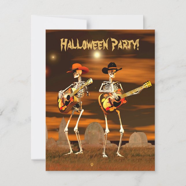 halloween fest Skeleton Musician Inbjudningar (Framsida)