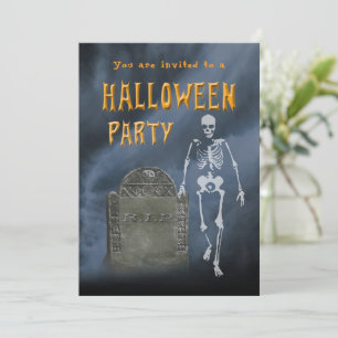 Halloween fest Skeleton och det antika Gravsten Inbjudningar