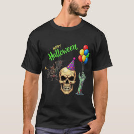 Halloween fest Skull, Fladdermus & Zombie T Shirt