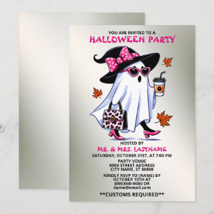 Halloween fest Snyggt Witch Ghost Coffee Kopp Inbjudningar