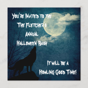 Halloween fest som tjuter vargfullmånen inbjudningar