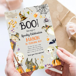 Halloween fest Spooky Firande Boy Birthday Inbjudningar