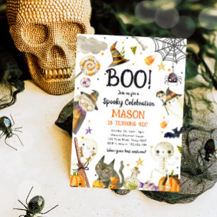 Halloween fest Spooky Firande Boy Birthday Inbjudningar