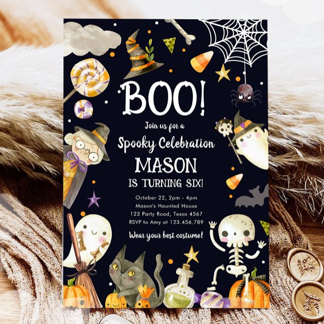 Halloween fest Spooky Firande Boy Birthday Inbjudningar (Skapare uppladdad)