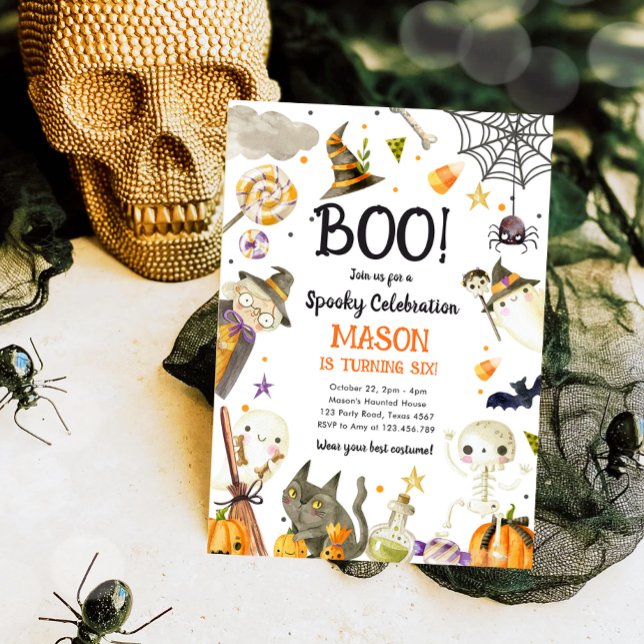 Halloween fest Spooky Firande Boy Birthday Inbjudningar (Skapare uppladdad)