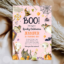Halloween fest Spooky Firande Girl Birthday Inbjudningar
