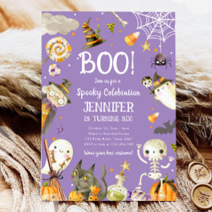 Halloween fest Spooky Firande Girl Birthday Inbjudningar