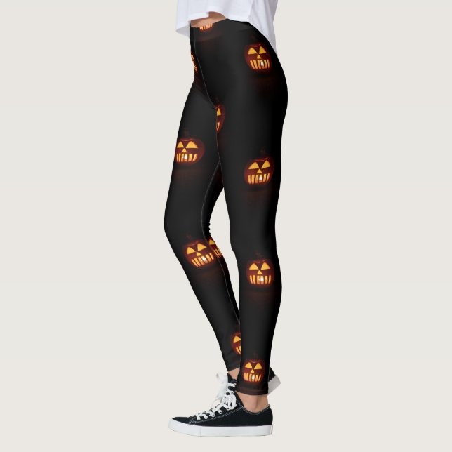 Halloween fest Spooky Scary Funny Pumpkins Leggings (Vänster)