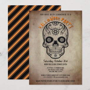 Halloween fest Sugar Skull Day of the dead Inbjudningar