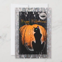 Halloween fest | Svart Katt och Pumpkin Inbjudningar