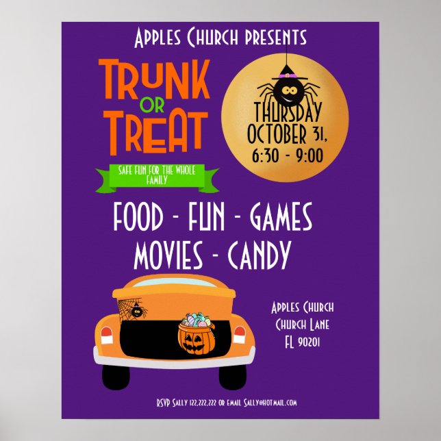 Halloween fest tematematchtras eller behandlas poster (Framsidan)
