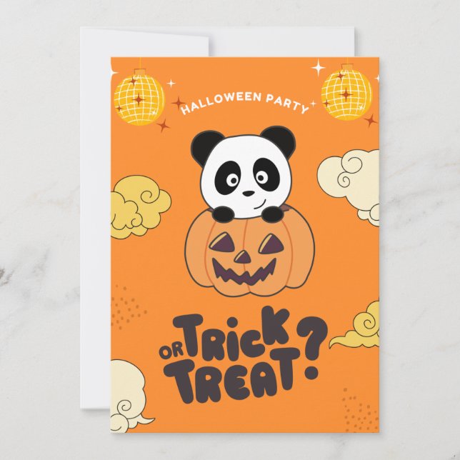 Halloween-fest Trick Or Treat Panda Pumpor Holida Julkort (Framsida)