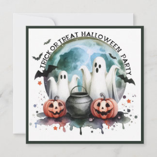 HALLOWEEN-fest Trick Or Treat Två Spöken Pumpa Inbjudningar
