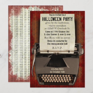 Halloween fest Typewriter Scary Horror Vuxen Inbjudningar