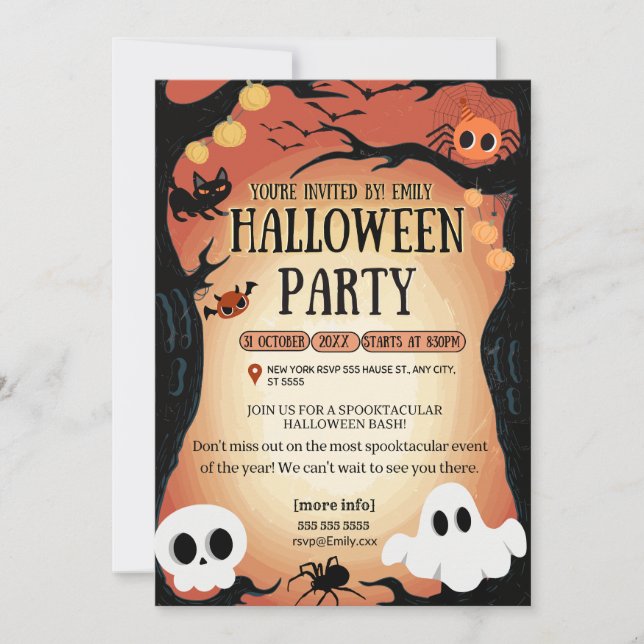 halloween fest typografi modern omedelbar nedladdn inbjudningar (Framsida)