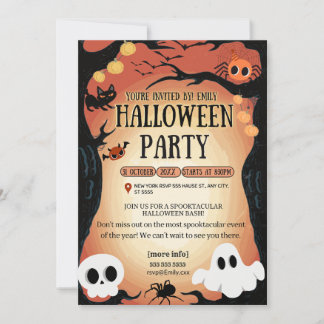 halloween fest typografi modern omedelbar nedladdn inbjudningar
