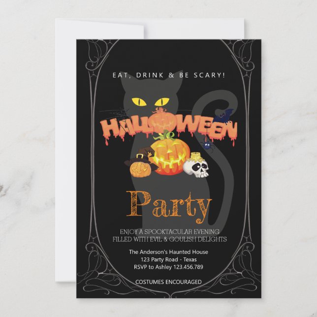 Halloween fest Vintage Gothic Inbjudningar (Framsida)