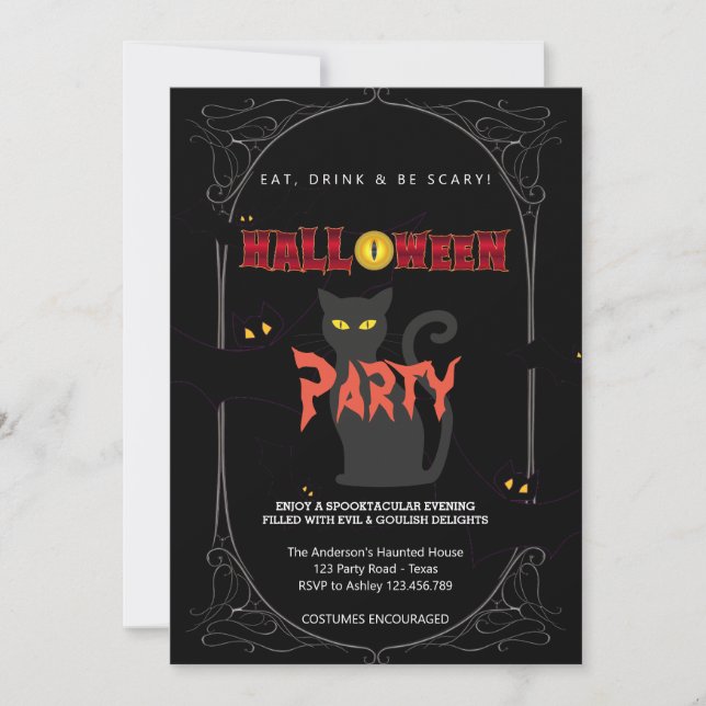 Halloween fest Vintage Gothic Inbjudningar (Framsida)