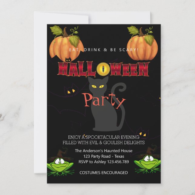 Halloween fest Vintage Gothic Inbjudningar (Framsida)