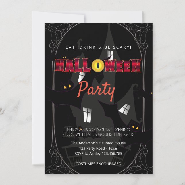 Halloween fest Vintage Gothic Inbjudningar (Framsida)