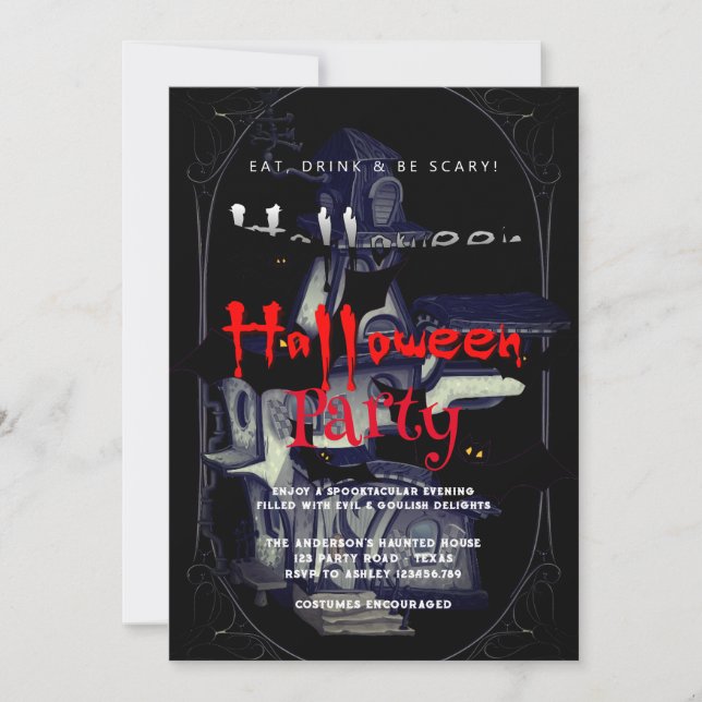 Halloween fest Vintage Gothic Inbjudningar (Framsida)