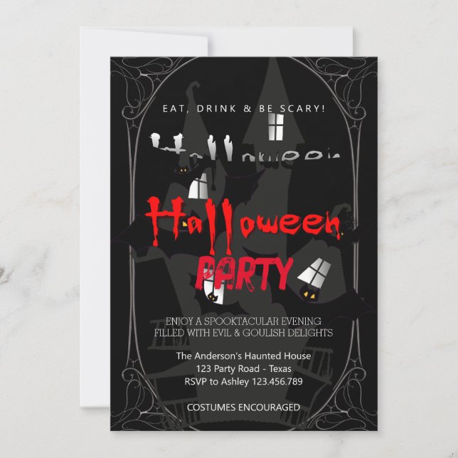 Halloween fest Vintage Gothic Inbjudningar (Framsida)