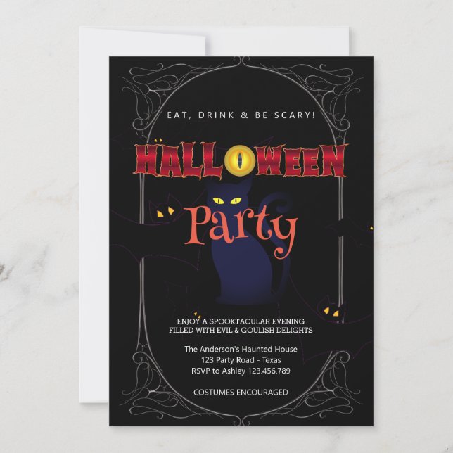 Halloween fest Vintage Gothic Inbjudningar (Framsida)