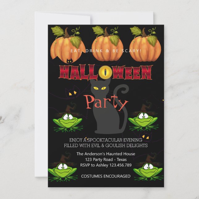 Halloween fest Vintage Gothic Inbjudningar (Framsida)