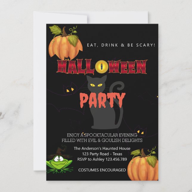 Halloween fest Vintage Gothic Inbjudningar (Framsida)