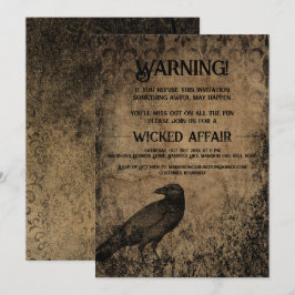 Halloween fest Vintage Gothic Raven Inbjudningar