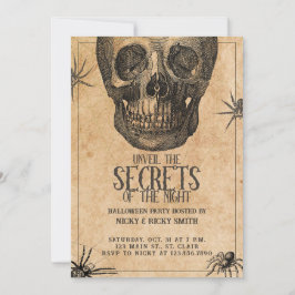 Halloween fest, Vintage Skull, Costume Party Inbjudningar