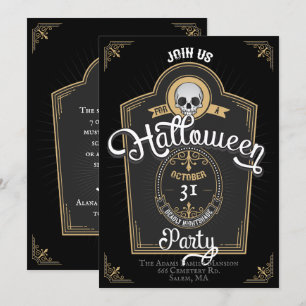 Halloween fest Whiskey-etikett Inbjudningar