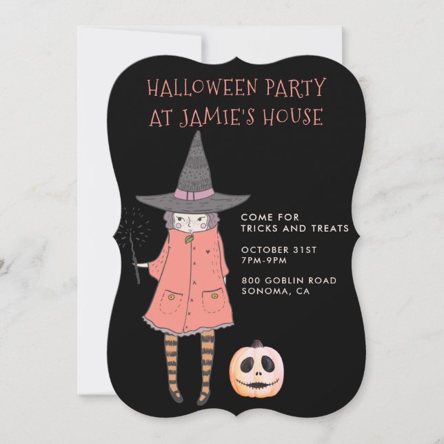 Halloween fest Witch Inbjudningar (Framsida)