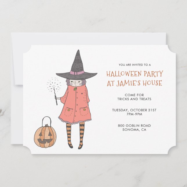 Halloween fest Witch Inbjudningar (Framsida)