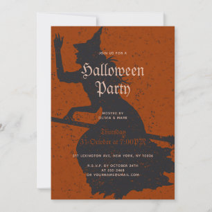 Halloween fest Witch Magic Bus eller godis Grunge Inbjudningar