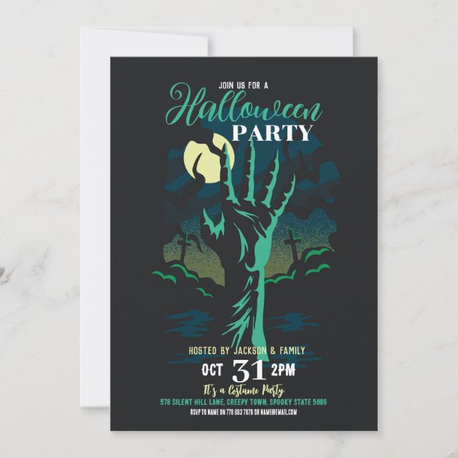 Halloween fest Zombie Graveyard Party Inbjudningar (Framsida)