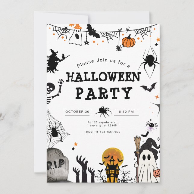 Halloween-festinvitation, Barnens spökliga natt-fe (Framsida)